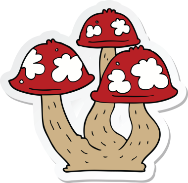 Bir insan tarafından çizilmiş bir mantar çıkartması.