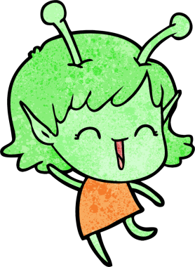 Bir insan tarafından çizilmiş uzaylı kız.