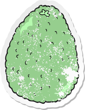 Bir insan tarafından çizilmiş avokado çizgi filminin gerilimli yapıştırması.