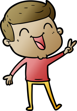 Bir insan tarafından çizilmiş gülen çizgi film adamı.