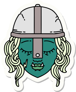 Bir insan tarafından çizilmiş Ork Savaşçısı karakterinin çıkartması.