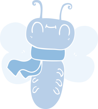 Bir insan tarafından çizilmiş komik düz renkli çizgi film kelebeği.