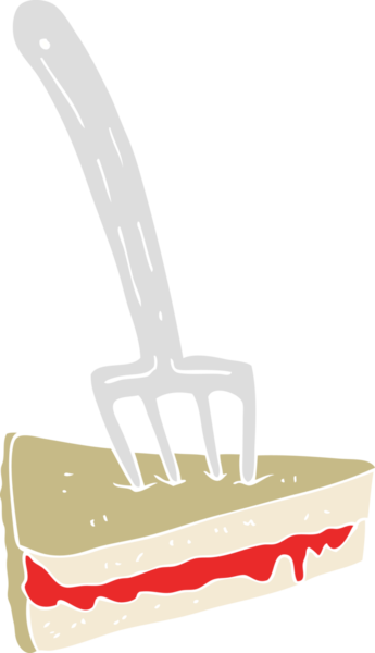 Bir insan tarafından çizilmiş çatallı kekin düz renk çizimi