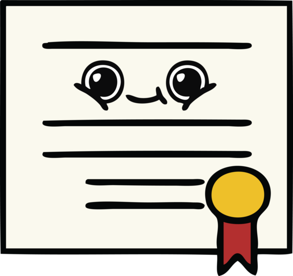 Mezuniyet diplomasının bir insan tarafından çizilmiş şirin bir karikatürü.