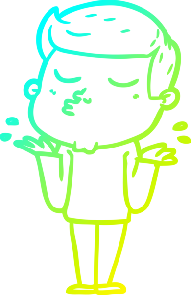 Çizgi film mankeni bir adamın insan tarafından çizilmiş soğuk gradyan çizimi.