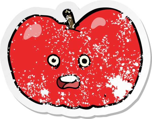 Bir insan tarafından çizilmiş elma karikatürünün gerilimli yapıştırması.