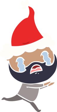 Bir insanın çizdiği Noel Baba şapkasıyla ağlayan sakallı bir adamın el resmi.