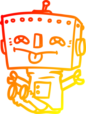 Bir insan tarafından çizilen çizgi film robotunun sıcak çizgi çizimi