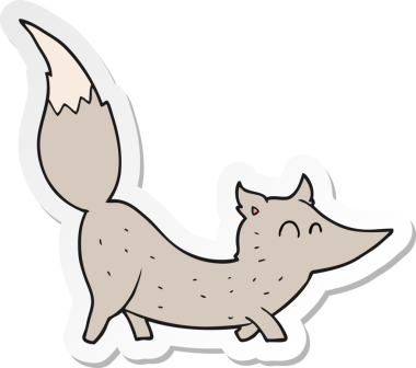 Bir insan tarafından çizilmiş küçük bir kurdun çıkartması.