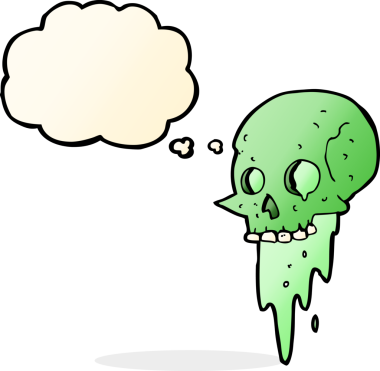 Bir insan tarafından çizilmiş iğrenç cadılar bayramı kafatası karikatürü.