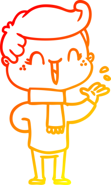 Bir insan tarafından çizilmiş gülen bir çizgi film karakteri çizimi