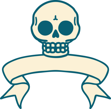 Bir insan tarafından çizilmiş geleneksel bir kafatası dövmesi.