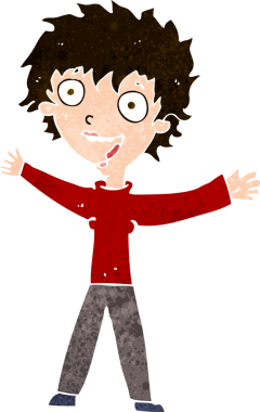 Bir insan tarafından çizilmiş heyecanlı bir karikatür.