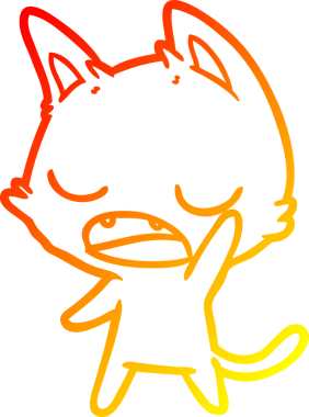 Bir insan tarafından çizilen konuşan kedi çizgi filminin sıcak gradyan çizimi