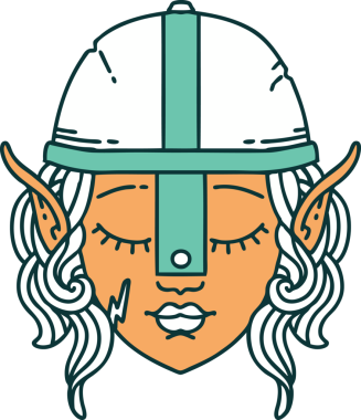 Retro Dövme Biçimi bir insan tarafından çizilmiş elf karakteri