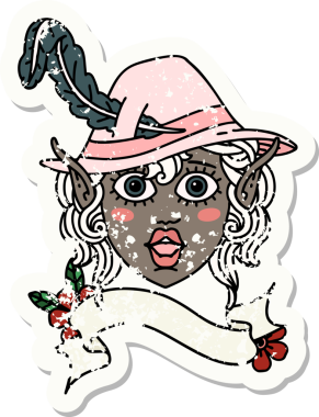 Retro Dövme Biçimi Elf karakter yüzü Bir insan tarafından çizilmiş