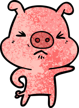 Bir insan tarafından çizilmiş kızgın domuz çizgi filmi.