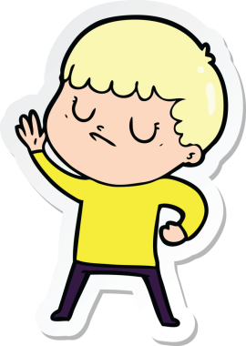 Bir insan tarafından çizilmiş huysuz bir çocuğun çıkartması.