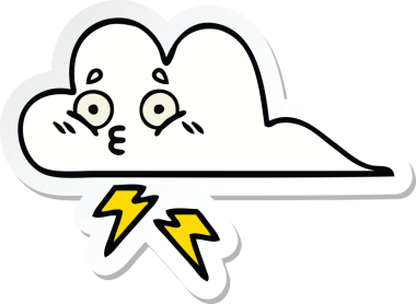 Bir insan tarafından çizilmiş şirin bir gökgürültüsü bulutunun çıkartması.