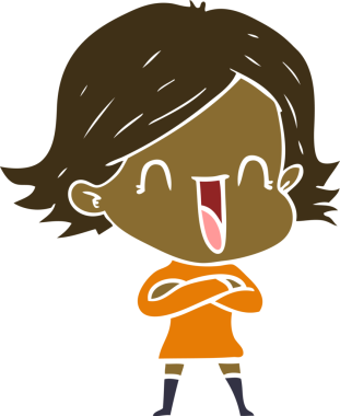 Bir insan tarafından çizilmiş düz renkli bir çizgi film.