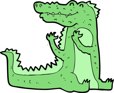 Bir insan tarafından çizilmiş timsah çizgi filmi.