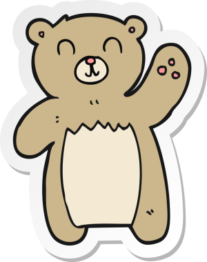 Bir insan tarafından çizilmiş oyuncak ayının çıkartması.