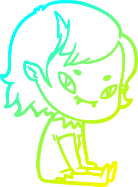 Bir çizgi film karakteri çizen soğuk gradyan bir vampir kız bir insan tarafından çizildi.