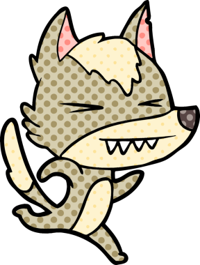 Bir insan tarafından çizilen kızgın kurt.