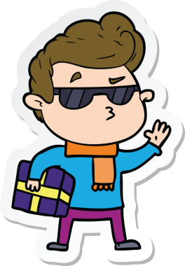 Bir insan tarafından çizilmiş havalı bir adamın çıkartması.