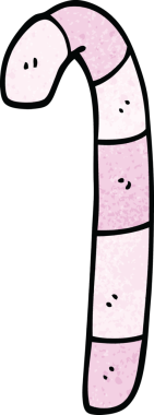 Bir insan tarafından çizilmiş pembe şeker kamışları.