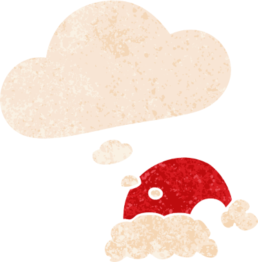 Düşünce baloncuklu çizgi film şapkası grunge sıkıntılı retro dokuma tarzı bir insan tarafından çizilmiş