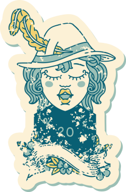 Bir insan tarafından çizilmiş 20 zarlı Retro Dövme Tarzı insan ozanı