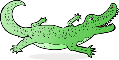 Bir insan tarafından çizilmiş timsah çizgi filmi.