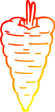 Bir insan tarafından çizilmiş bir havucun sıcak çizgi çizimi