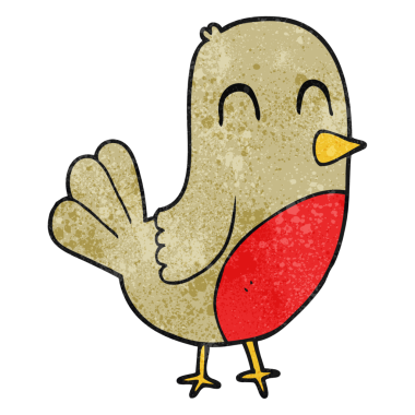 Bir insan tarafından çizilmiş el yapımı robin çizgi filmi.