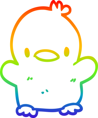 Gökkuşağı gradyan çizgi çizimi Bir insan tarafından çizilmiş bebek ördek