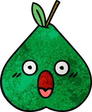 Bir insan tarafından çizilmiş armut retro grunge desen karikatürü