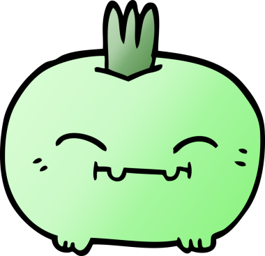 Bir insan tarafından çizilmiş mutlu kök sebze karalaması.