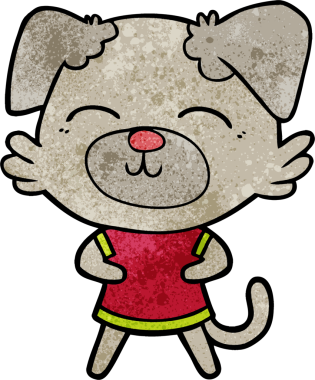 Bir insan tarafından çizilmiş çizgi film köpeği.