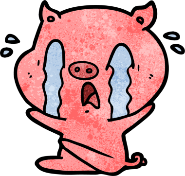 Bir insan tarafından çizilmiş ağlayan domuz çizgi filmi.