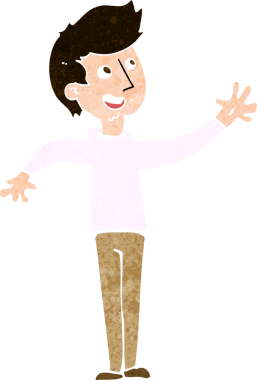 Bir insan tarafından çizilen çizgi film adamı.