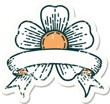 Bir insan tarafından çizilmiş çiçeğin bayrağını taşıyan eski bir etiket.