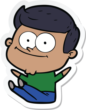 Bir insan tarafından çizilmiş mutlu bir adamın çıkartması.