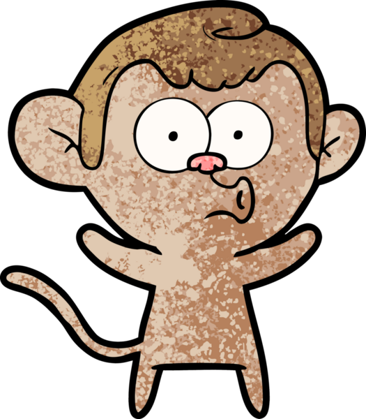 Bir insan tarafından çizilmiş, şaşırmış maymun çizgi filmi.