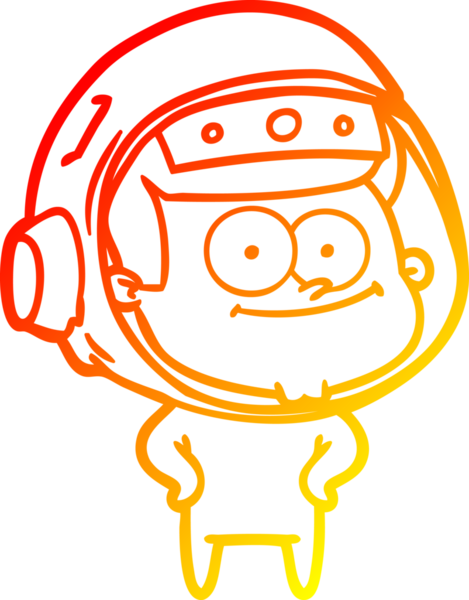 Bir insan tarafından çizilmiş mutlu bir astronot çizgi filminin sıcak gradyan çizimi