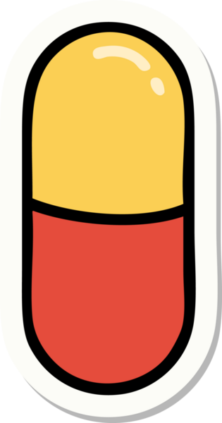 Bir insan tarafından çizilmiş geleneksel bir hapın dövme çıkartması.