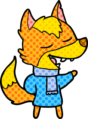 Bir insan tarafından çizilmiş tilki çizgi film karakteri