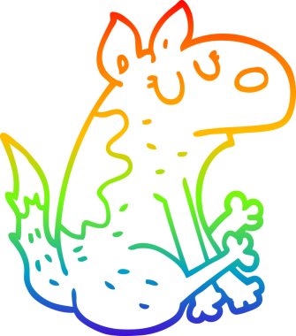 Gökkuşağı gradyan çizimi bir insan tarafından çizilmiş çizgi köpek çizimi