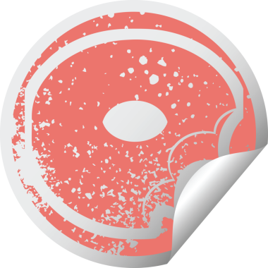 Isırılmış çörek grafiği bir insan tarafından çizilmiş yapışkan yapıştırma resimleme simgesi