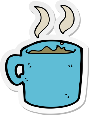 Bir insanın çizdiği kahve fincanının çıkartması.